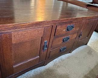 Mission Style Oak Coffee Table with Storage third image