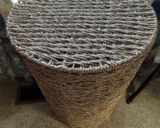 Tall Wicker Round Brown Basket With Lid Deep Laundry Basket second image