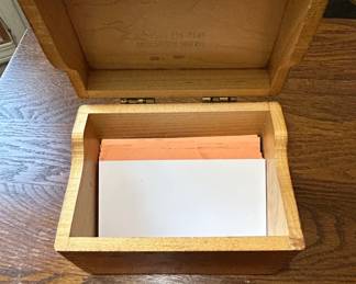 Vintage Wooden Recipe Box with August Date Stamp