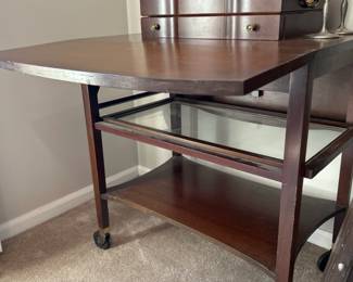 Antique Mahogany Drop Leaf Bar Cart third image