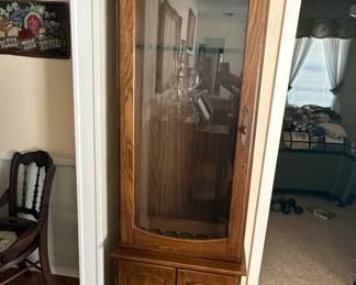 Oak Gun Cabinet with Lower Storage