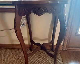 Antique French Style Carved Mahogany Side Table