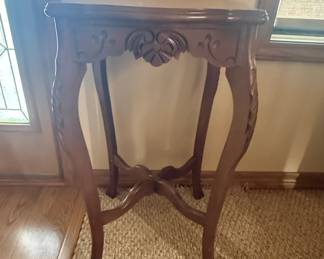 Antique Carved Mahogany Plant Stand