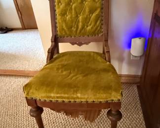 Victorian Eastlake Walnut Parlor Chair with Tufted Upholstery
