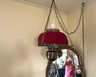 Victorian Cranberry Hobnail Hanging Lamp