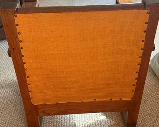 Mission Style Oak Rocking Chair with Mustard Upholstery third image