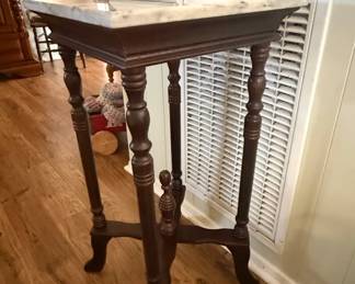 Victorian Marble Top Pedestal Plant Stand