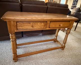 Vintage Oak TwoDrawer Console Table