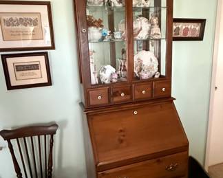 Vintage Jasper Cabinet Secretary Desk with Display Hutch