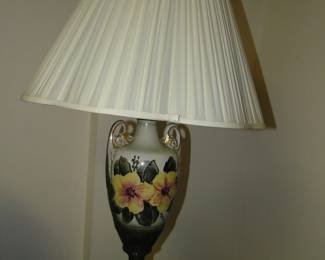 Floral lamp with pleated shade