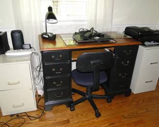 Couple of file cabinets, and a wonderful desk too