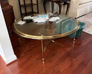 Glass/brass coffee table