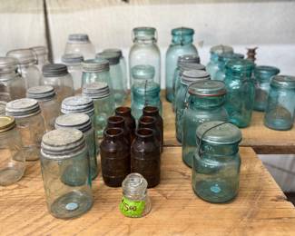 Large collection of antique bottles. 