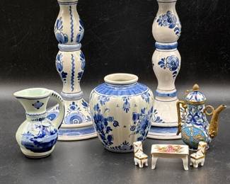 46 7pcMiniatureDecorSetGenuineLimogesDelft
