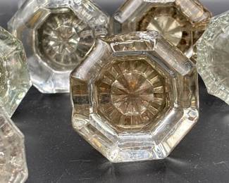 49 VINTAGECUTCRYSTALSTYLEDOORKNOBSET6pcBrilliantLot