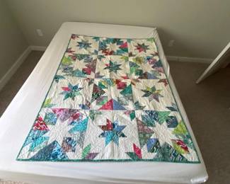 64 HandmadeLargeMultiColorPatchworkStarQuilt