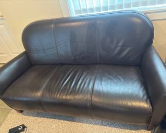 83 67CompactBrownFauxLeatherSofaSmallProfile