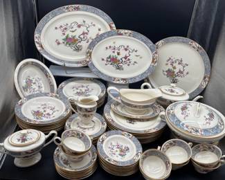 69 Huge82pcLenoxMingFloralGoldChinaService