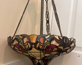 59 VIBRANTSTAINEDGLASSSTYLEHANGINGCHANDELIERFloralMotif