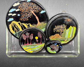 90 AntiqueWindmillTileArtisanRoundsGlassTray