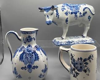 18 DelftBlueCowFigurineJugPitcherMugHollandCeramic