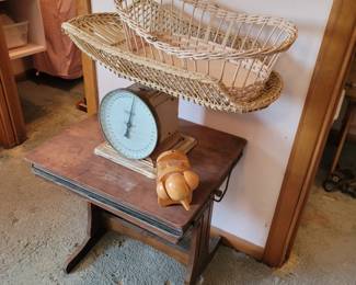 Antique Child's School Desk, Vintage Hanson Baby Scale