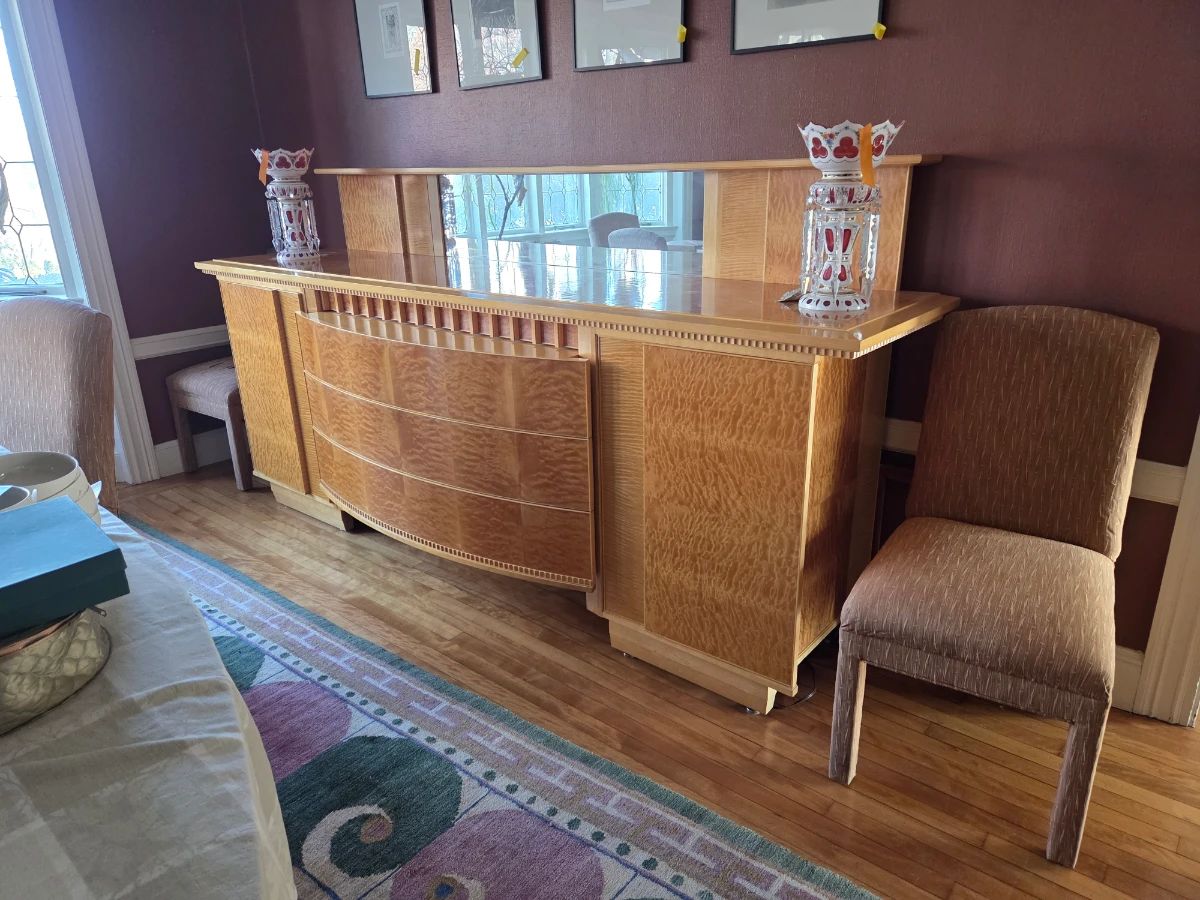 Dakota Jackson.  Large sideboard cabinet. Natural Lacewood. 