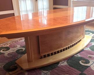 Incredible Dakota Jackson large dining table and console sideboard  cabinet. Made of Natural Lacewood. 