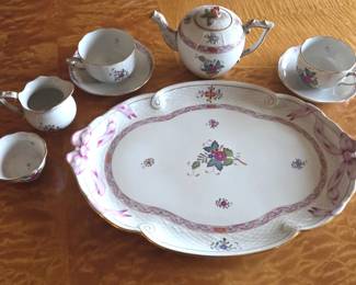 Herend china, platter and tea set