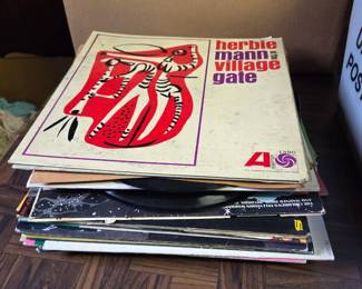 Collection of vintage records and cd's