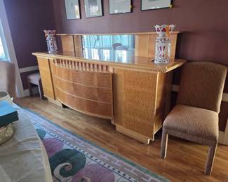 Dakota Jackson.  Large sideboard cabinet. Natural Lacewood. 