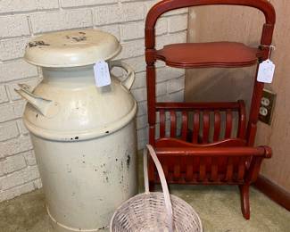 Milk Can painted, Red Magazine Rack