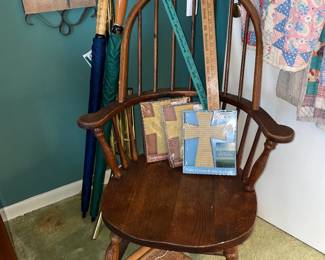 Windsor Chair, foot stool,