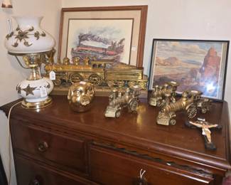 Second bedroom on the right, brass items