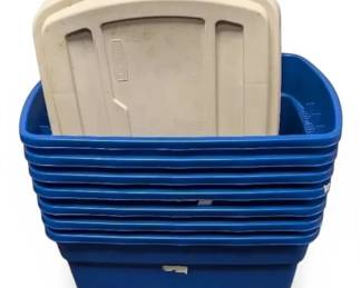 7 Matching Blue Totes With Lids
