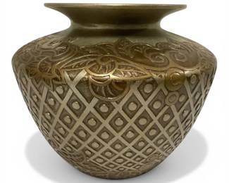 Wide Decorative Metal Vase