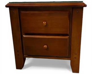 TwoDrawer Side Table w Removable Glass Top