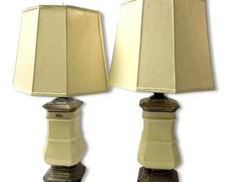 Ethan Allen Lamps with Craquelure Porcelain Finish
