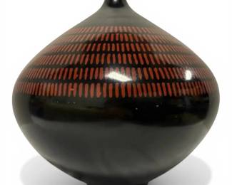 12 Black  Dark Orange Peruvian Bud Vase