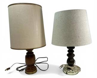 Two Small Wood Table Lamps