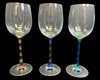 Colorful Stemmed Crystal Wine Glasses