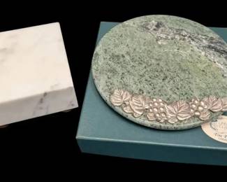 Green And White Marble Cheese Trays