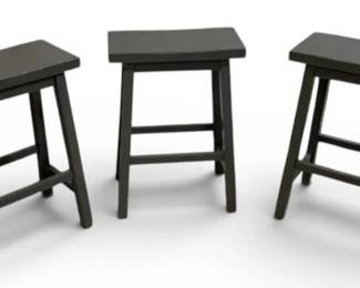Three Gray Wooden Bar Stools