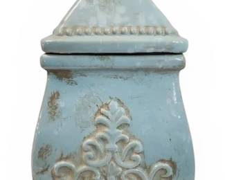 Lidded Blue Ceramic Vase