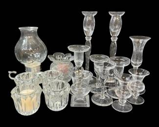 Assorted Glass Candle Stick Holders and More