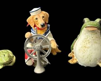 Frogs And Sailor Dog Figures