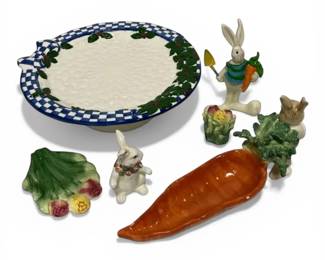 Spring Ceramic Decor with Serving Dishes, Salt  Pepper Shakers,  Cake Stand