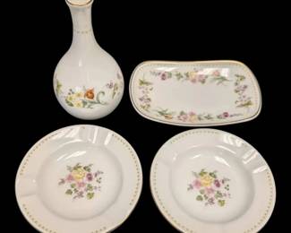 Wedgwood Bone China Floral Plates And Vase