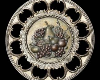 Decorative Charger Plate w Grapes  Pears