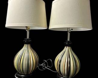 Green And Cream Stripped Lamp